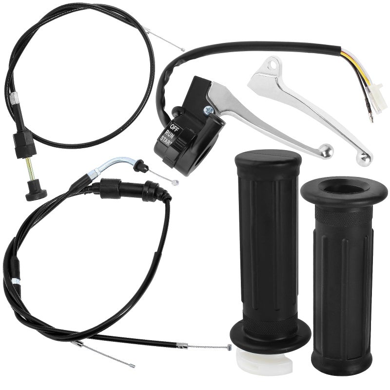 QAZAKY مجموعة مقبض تسريع QAZAKY مع مفتاح بدء تشغيل وكابل خنق لمقود دراجة ياماها PW50 PY50 بي وي Y-Zinger للدراجات النارية والدراجات الترابية مع ذراع الفرامل الأيسر والأيمن - Image 1